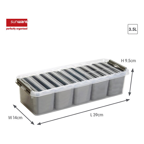 Sunware Q-line transparante opbergbox met 7 bakjes 3,5 liter 216763 - 2