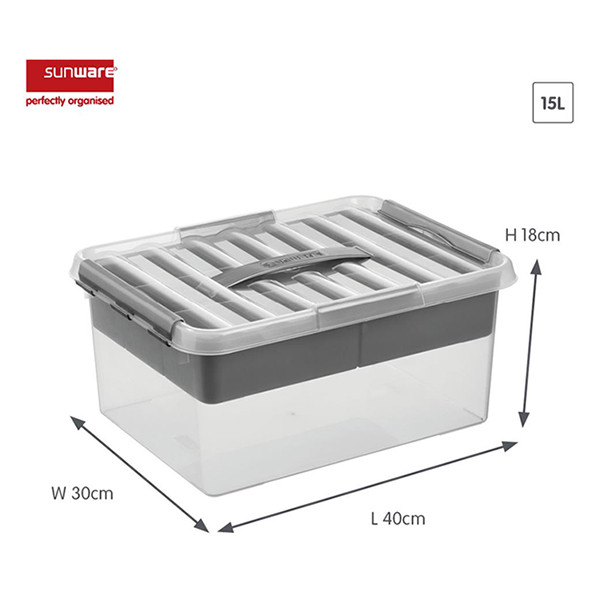 Sunware Q-line transparante opbergbox met inzet 15 liter 216761 - 2