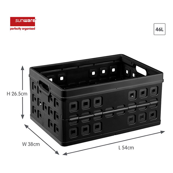 Sunware Square vouwkrat 46 liter zwart 57300612 216553 - 2