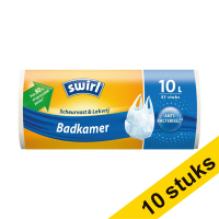 Aanbieding: 10x Swirl vuilniszakken antibacterieel handvat badkamer 10 liter (37 stuks)