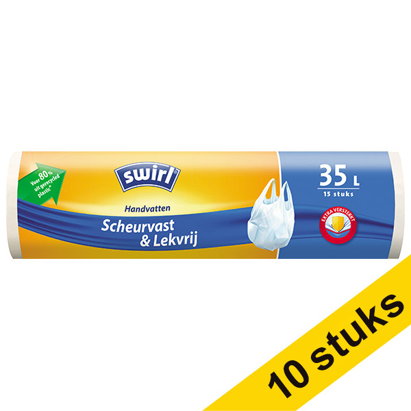 Swirl Aanbieding: 10x Swirl vuilniszakken scheurvast & lekvrij met handvatten 35 liter (15 stuks)  SSW00081 - 1