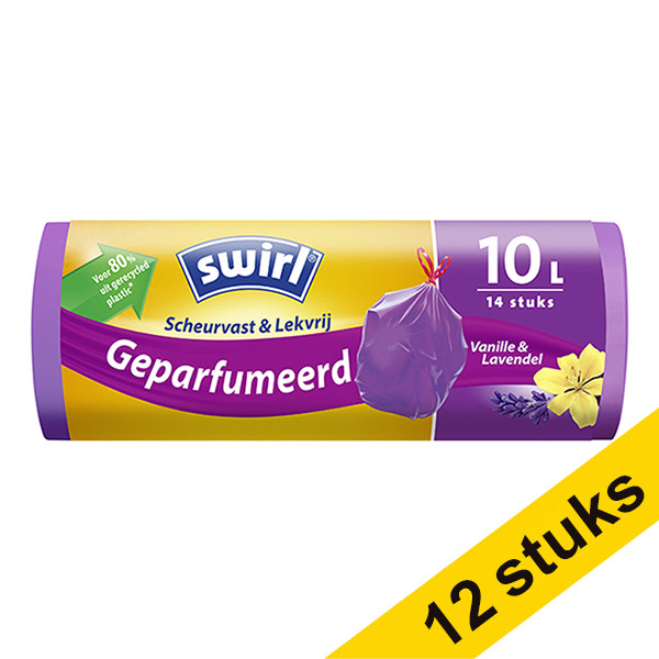 Swirl Aanbieding: 12x Swirl vuilniszak met trekband geparfumeerd 10 liter (14 stuks)  SSW00097 - 1