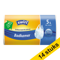 Aanbieding: 14x Swirl vuilniszak met handvat voor badkamer 5 liter (40 stuks) SSW00109