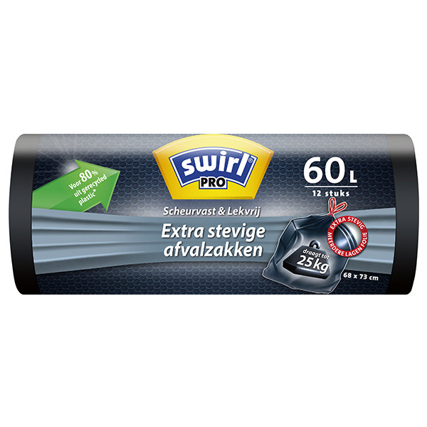 Swirl vuilniszakken met trekband PRO extra stevig 60 liter (12 stuks) SSW00102 - 1