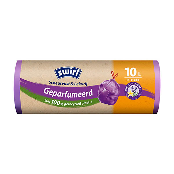 Swirl vuilniszakken met trekband geparfumeerd vanille & lavendel 10 liter (14 stuks) SSW00096 - 1