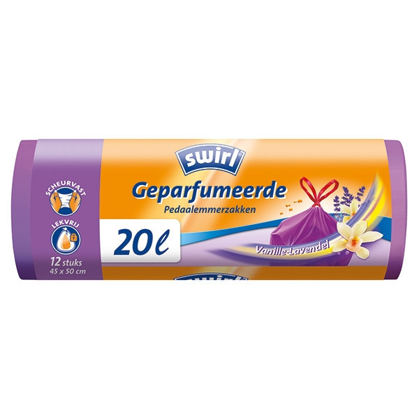 Swirl vuilniszakken met trekband geparfumeerd vanille & lavendel 20 liter (12 stuks) SSW00098 - 1