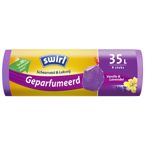 stap in Pest Dynamiek Swirl vuilniszakken trekband vanille en lavendel voor pedaalemmers 35 liter  (9 stuks) Swirl 123inkt.nl