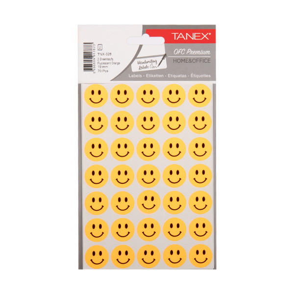 Tanex Smiling Face stickers klein neon-oranje (2 x 35 stuks) TNX-328 404134 - 1