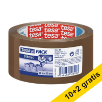 Aanbieding: 12x Tesa Pack Strong verpakkingstape bruin 50 mm x 66 m 202003