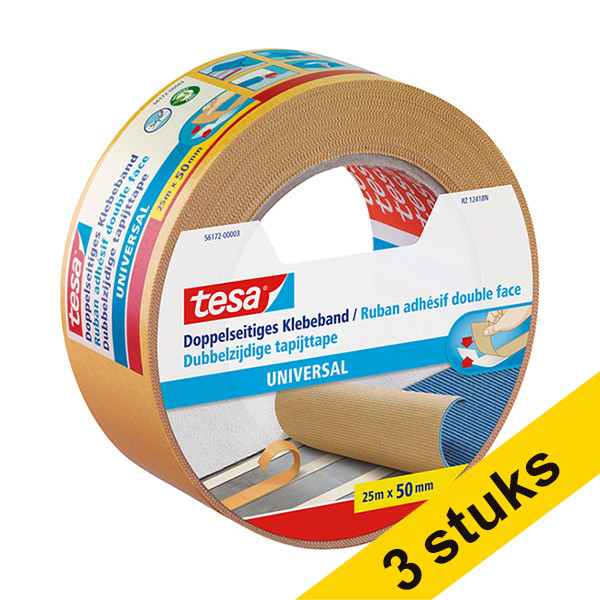 Aanbieding: 3x Tesa 56172 dubbelzijdig tape met schutlaag 50 mm x 25 m 202395 - 1