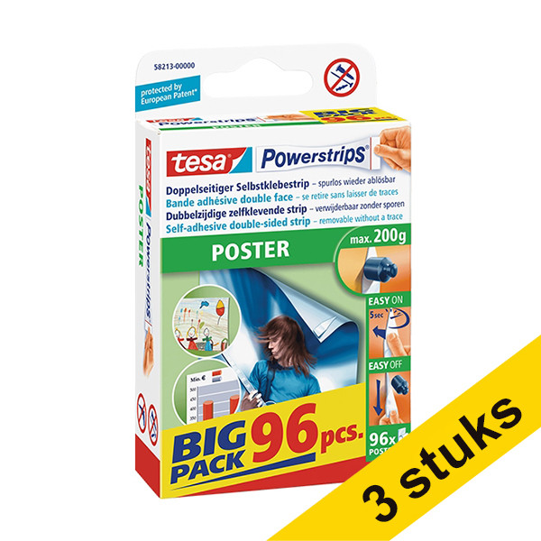 Tesa Aanbieding: 3x Tesa Powerstrips poster (96 stuks)  203368 - 1