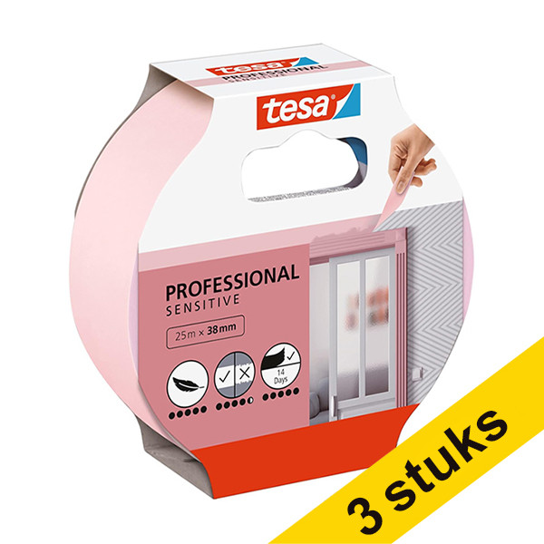 Aanbieding: 3x Tesa Professional Sensitive afdekplakband 38 mm x 25 m 202407 - 1