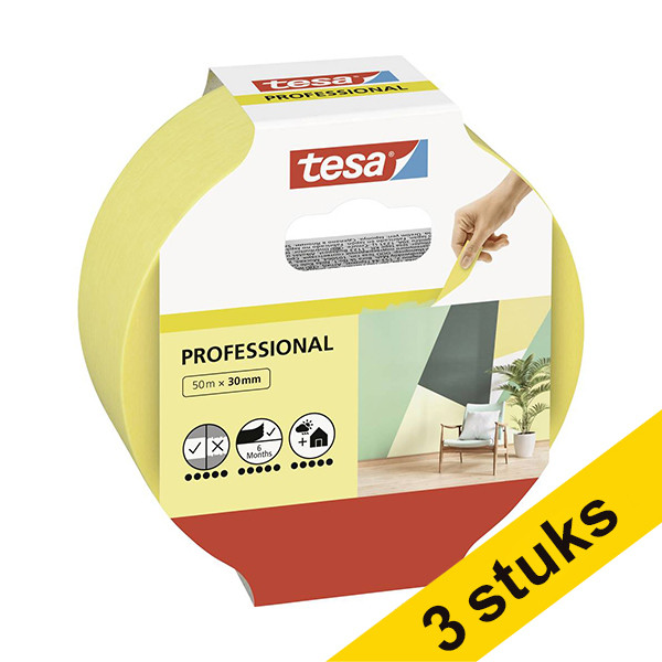 Aanbieding: 3x Tesa Professional afdekplakband 30 mm x 50 m 202403 - 1