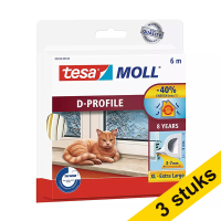 Aanbieding: 3x Tesa TesaMoll Classic D-profiel tochtstrip wit 9 mm x 6 m