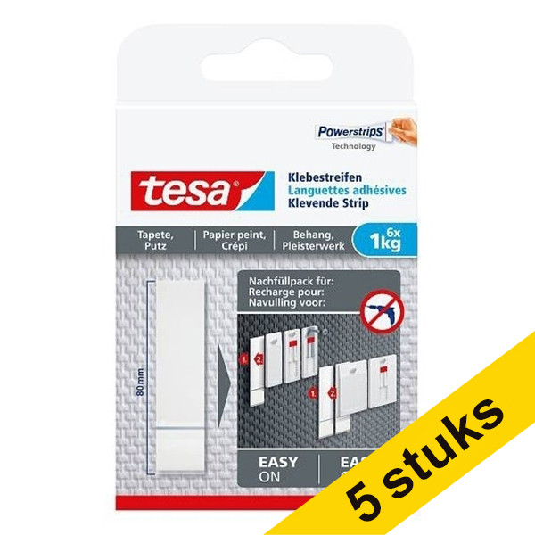 Aanbieding: 5x Tesa navulverpakking kleefstrips voor gevoelige oppervlakken 1 kg (6 stuks) 203349 - 1