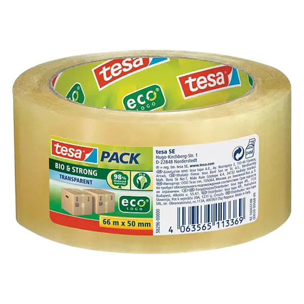 Tesa Bio & Strong verpakkingstape transparant 50 mm x 66 m (1 rol) 58296-00000-00 203303 - 1