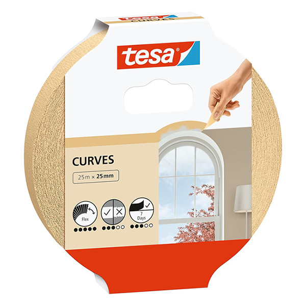 Tesa Curves afdekplakband 25 mm x 25 m 56533-00001-00 203367 - 1