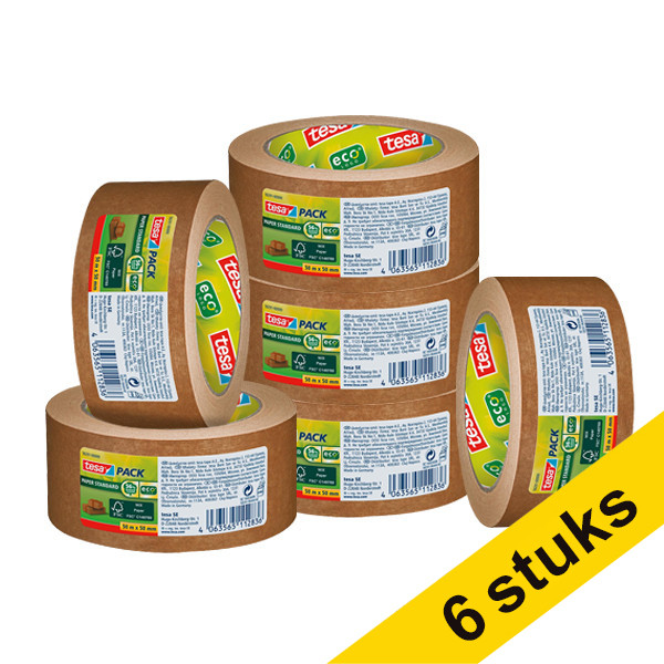 Tesa Eco Paper Standard verpakkingstape bruin papier 50 mm x 50 m (6 rollen)  202410 - 1