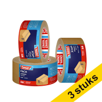 Tesa Eco Sterke Kleefkracht verpakkingstape bruin papier 50 mm x 50 m (3 rollen) 203304