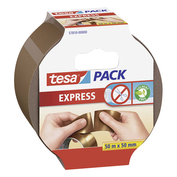 Tesa Express hand afscheurbare verpakkingstape bruin 50 mm x 50 m (1 rol) 57810 202379 - 1
