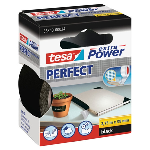 Tesa Extra Power Perfect textieltape zwart 38 mm x 2,75 m 56343-00034-03 202279 - 1