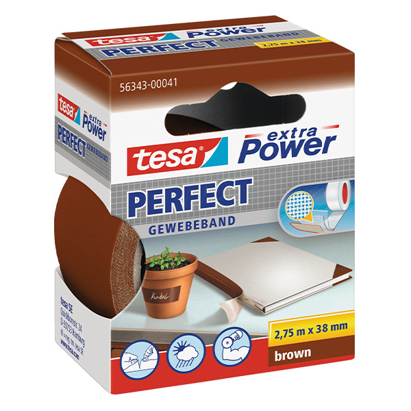 Tesa Extra Power Perfect textieltape bruin 38 mm x 2,75 m 202375 - 1