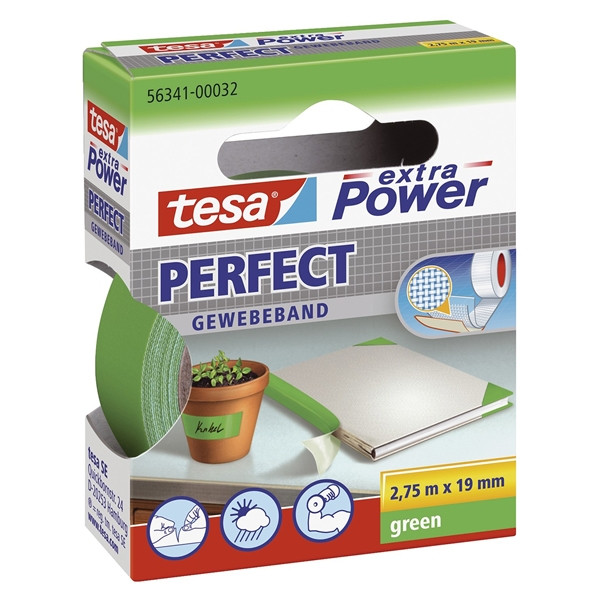 Tesa Extra Power Perfect textieltape groen 19 mm x 2,75 m 56341-00032-03 202277 - 1