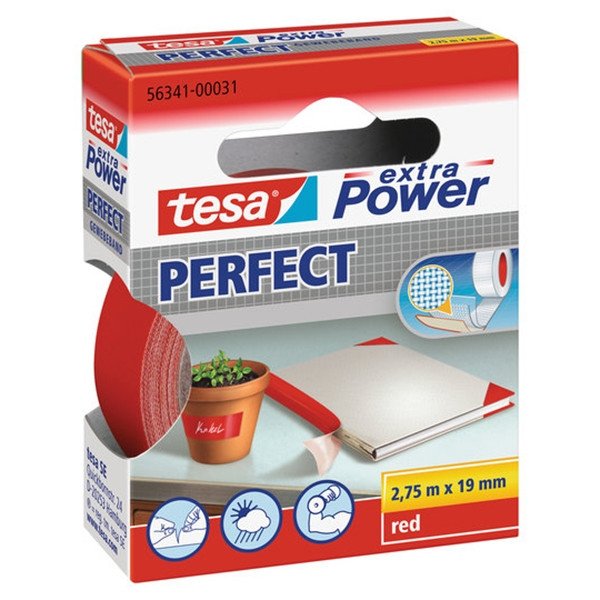 Tesa Extra Power Perfect textieltape rood 19 mm x 2,75 m 56341-00031-03 56341-00031-04 202276 - 1