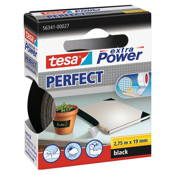 Tesa Extra Power Perfect textieltape zwart 19 mm x 2,75 m 56341-00027-03 202272 - 1