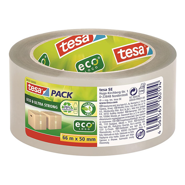 Tesa Pack Eco & Ultra Strong verpakkingstape transparant 50 mm x 66 m (1 rol) 203381 - 1