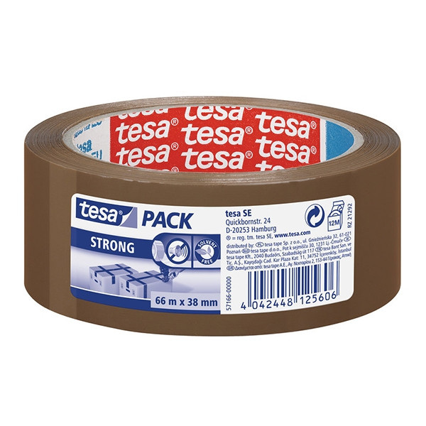 Tesa Pack Strong verpakkingstape bruin 38 mm x 66 m (1 rol) 57166-00000-05 202329 - 1
