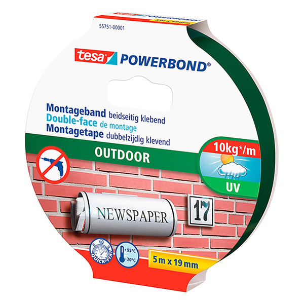 Tesa Powerbond Outdoor dubbelzijdig tape 19 mm x 5 m 55751-00001-03 203358 - 2