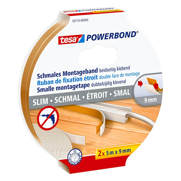 Tesa Powerbond Smal dubbelzijdig tape 9 mm x 5 m (2 stuks) 55714-00000-00 203380 - 1
