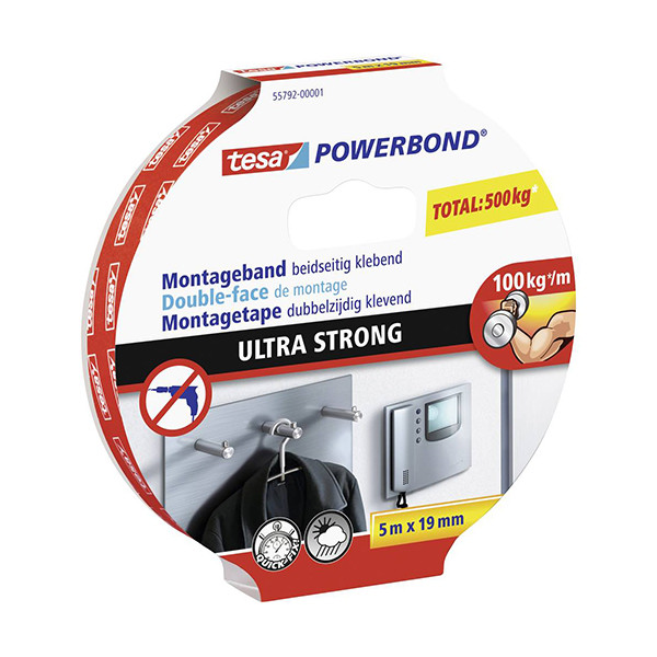 Tesa Powerbond Ultra Strong dubbelzijdig tape 19 mm x 5 m 55792-00001-02 203357 - 1