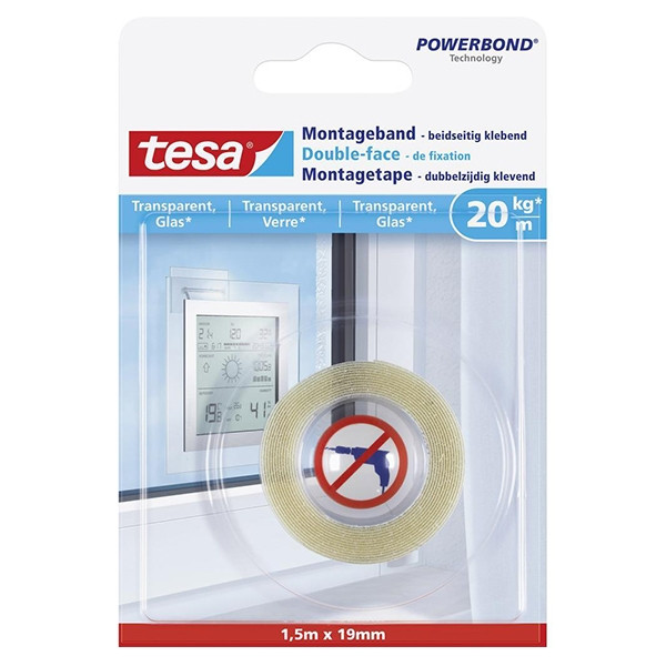Tesa Powerbond montagetape transparant 19 mm x 1,5 m 77740-00000-00 202316 - 1