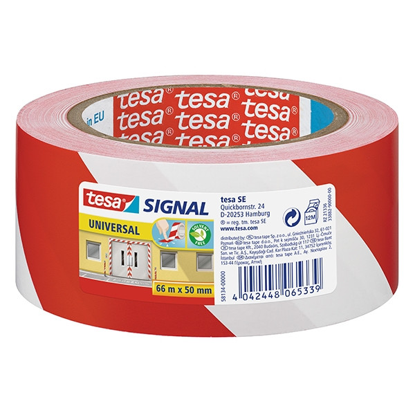 Tesa Signal Universal waarschuwingstape rood/wit 50 mm x 66 m 58134 58134-00000-01 5813400 202255 - 1
