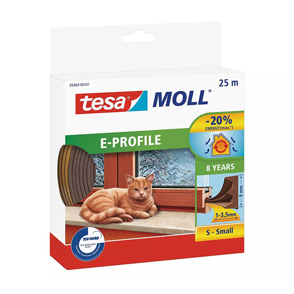 Tesa TesaMoll Classic E-profiel tochtstrip bruin 9 mm x 25 m 05464-00101-00 203309 - 1