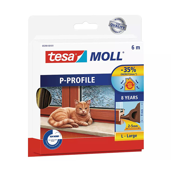 Tesa TesaMoll Classic P-profiel tochtstrip bruin 6 m x 9 mm 203311 - 1