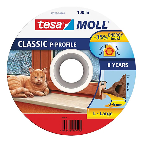 Tesa TesaMoll Classic P-profiel tochtstrip wit 6 m x 9 mm 05390-00100-00 203310 - 2