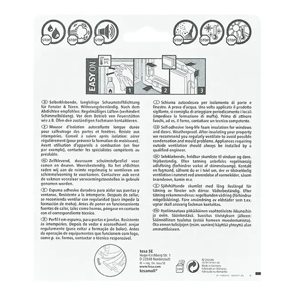 Tesa TesaMoll Standard I-profiel tochtstrip wit 6 m x 9 mm 05559-00100-00 203314 - 2