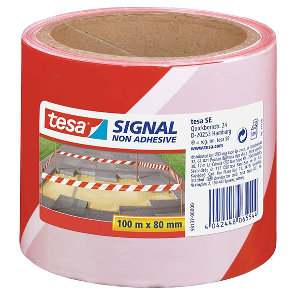 Tesa afzetlint rood/wit 80 mm x 100 m 58137 58137-00000-01 5813700 202258 - 1