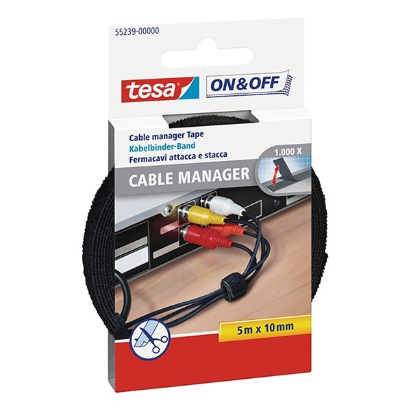 Tesa cable manager klittenband zwart 10 mm x 5 m 55239 202350 - 1
