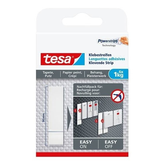 Tesa navulverpakking kleefstrips voor gevoelige oppervlakken 1 kg (6 stuks) 202357 - 1