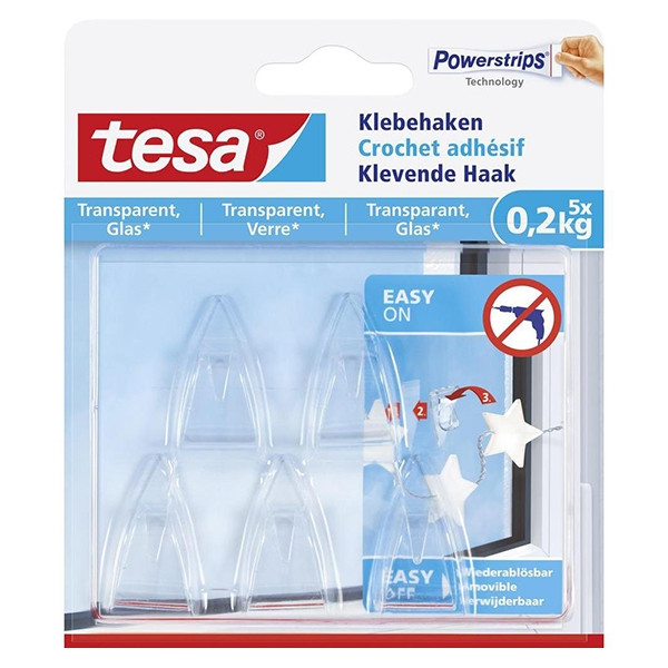 Perfect kassa Trekker Tesa transparante haak zelfklevend 0,2 kg (5 stuks) Tesa 123inkt.nl