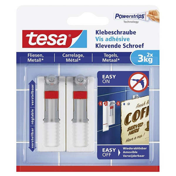 Tesa verstelbare klevende schroef voor tegels en metaal 3 kg (2 stuks) 202315 - 1
