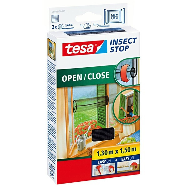 Tesa vliegenhor Insect Stop comfort open/close (130 x 150 cm, zwart) 55033-00021-00 STE00016 - 1