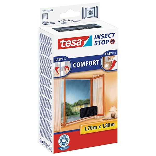 Tesa vliegenhor Insect Stop comfort raam (170 x 180 cm, zwart) 55914-00021-00 STE00014 - 1