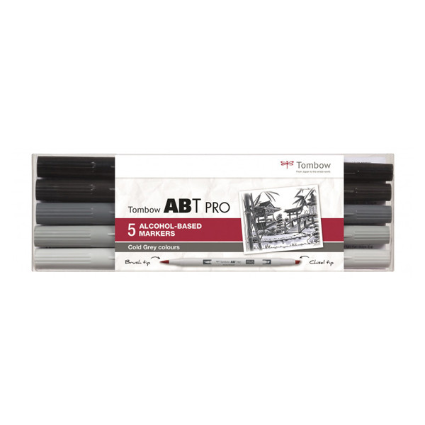 Tombow alcohol-based ABT marker set cold gray kleuren (5 stuks) 19-ABTP-5P-4 241534 - 1