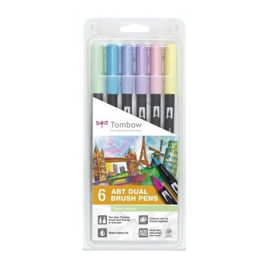 Tombow brushpennen pastel kleuren (6 stuks) ABT-6P-2 241513 - 1