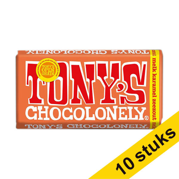 Aanbieding: 10x Tony's Chocolonely Karamel Zeezout chocoladereep 180 gram 137171 - 1